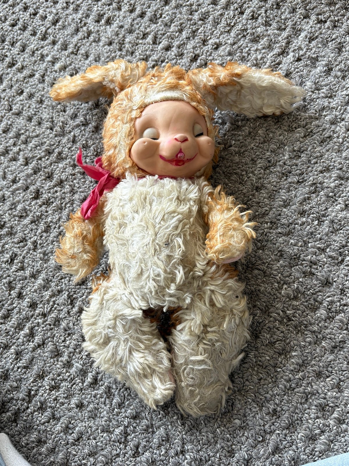 Vintage Rubber Face Easter Bunny Plush