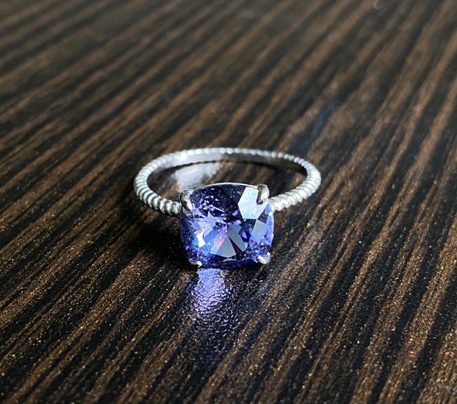 Fragrant Jewels Original Satin Cushion Cut Rope Band Tanzanite Ring {SIZE 10}