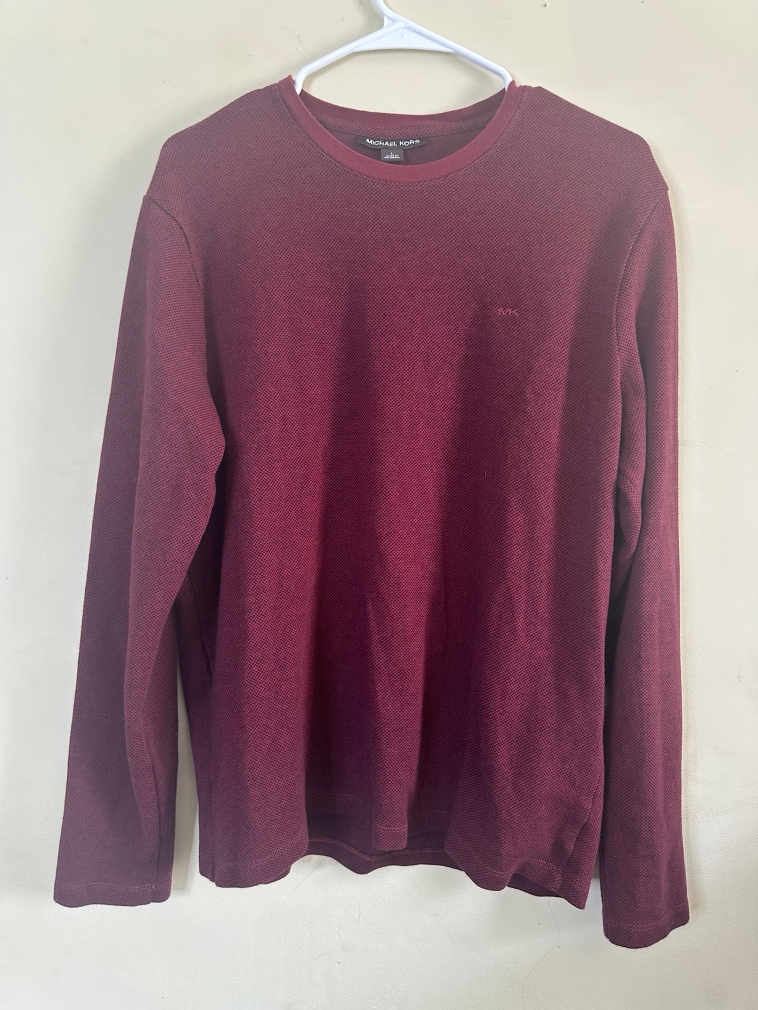 Michael Kors Sweater Mens Large Red Pullover Long Sleeve Sweatshirt A