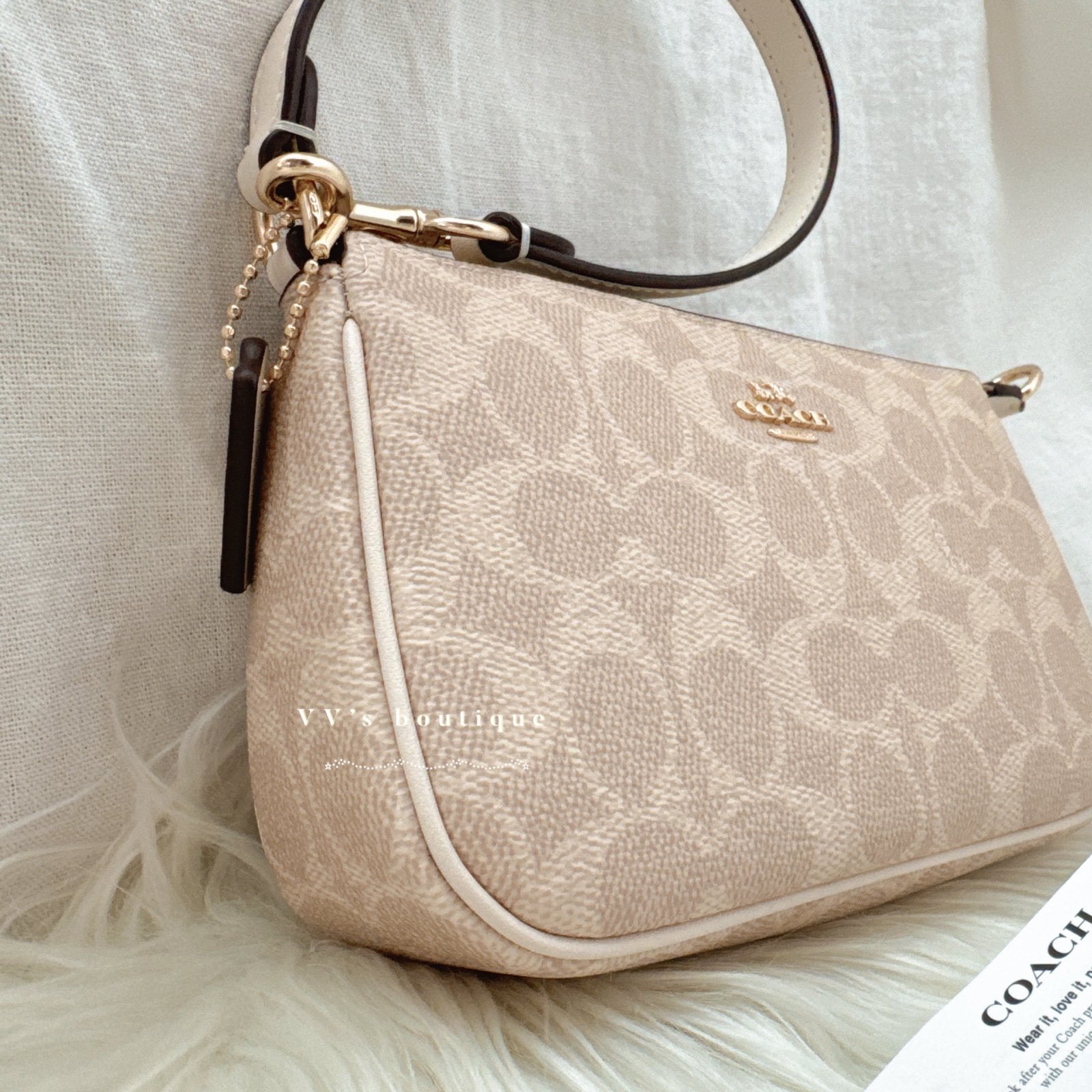 NWT Coach Nolita 19 In Signature Canvas Gold Sand Chalk