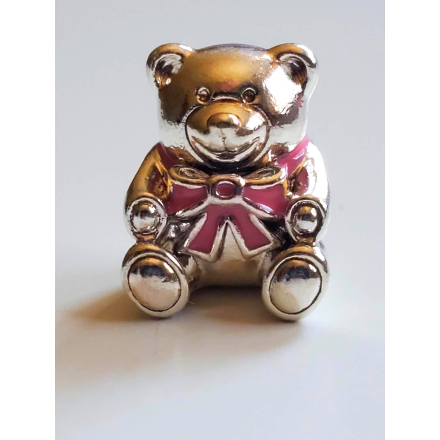 Pandora It's A Girl Pink Enamel Bowknot Sterling Silver 925 Teddy Bear Charm