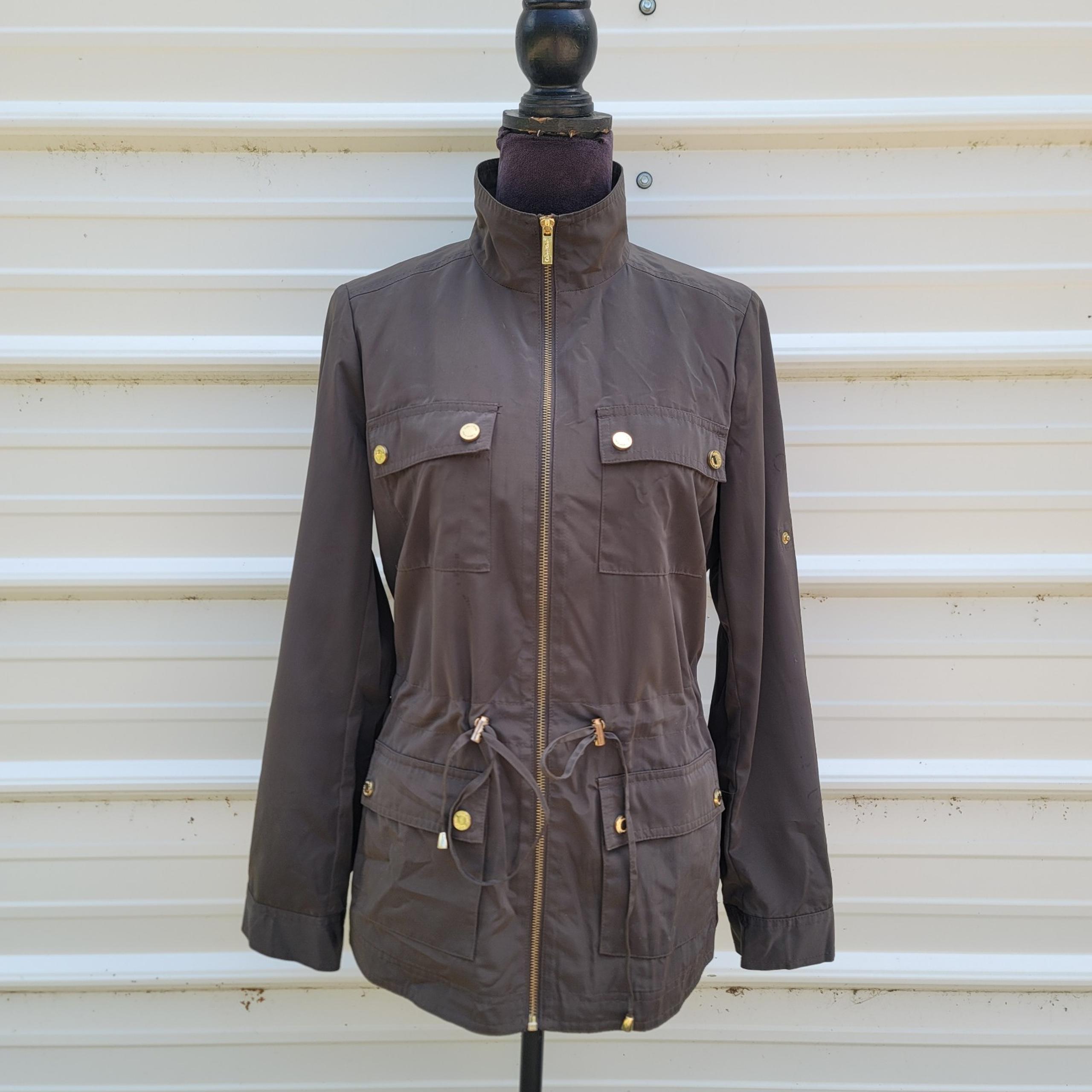 Jacket Womens Lightweight Windbreaker Jacket Olive Brown Parka Sz M - Calvin Klein