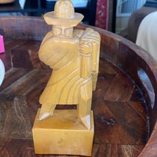 Natural Stone Carved Man Figurine Vintage Bookend 8” tall Handcrafted Western Me
