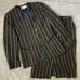 Vintage Christian Dior USA Brown Black Striped Two Piece Blazer Skirt Set Size 8