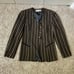 Vintage Christian Dior USA Brown Black Striped Two Piece Blazer Skirt Set Size 8