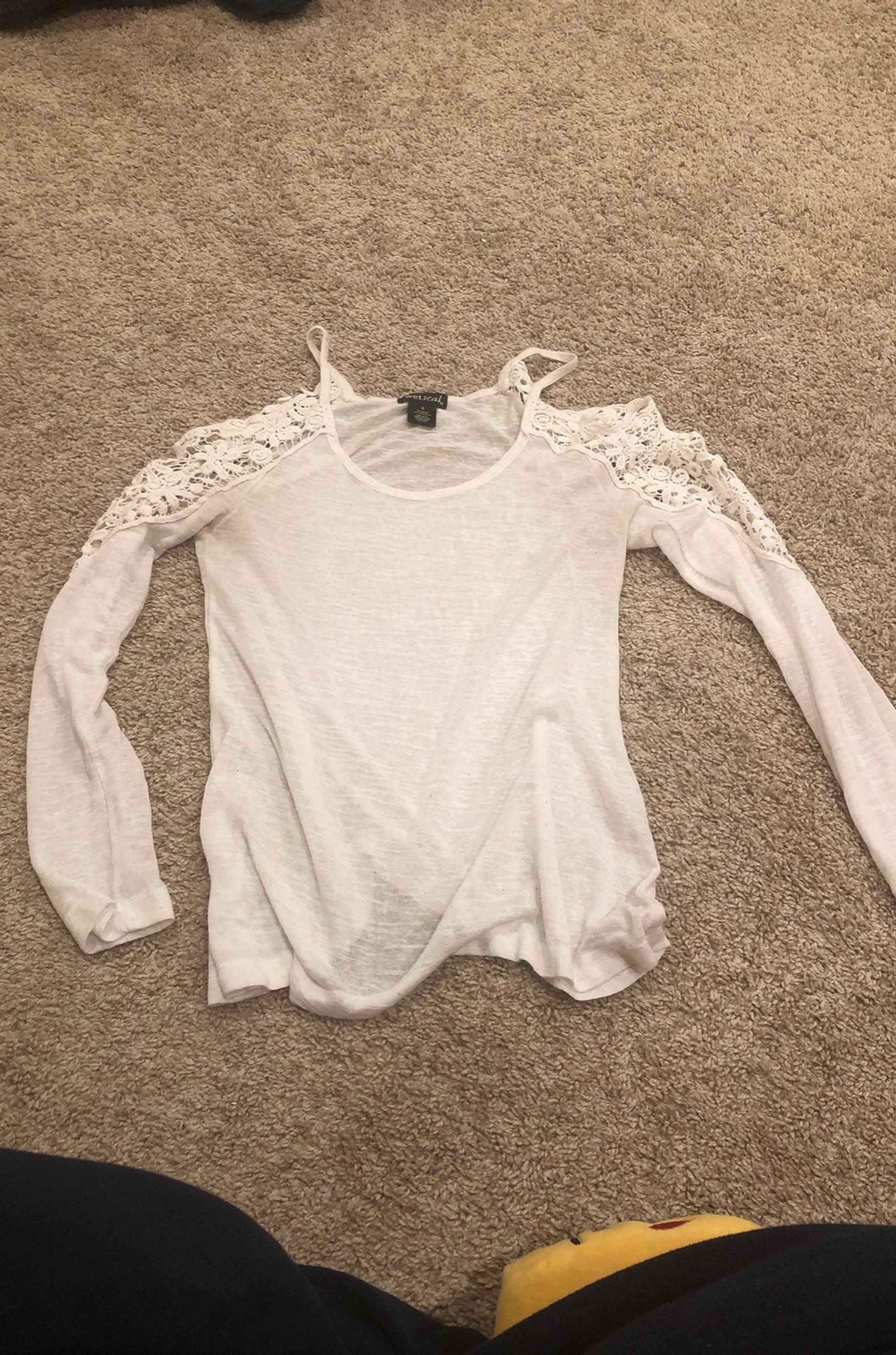 White Open Shoulder Long Sleeve