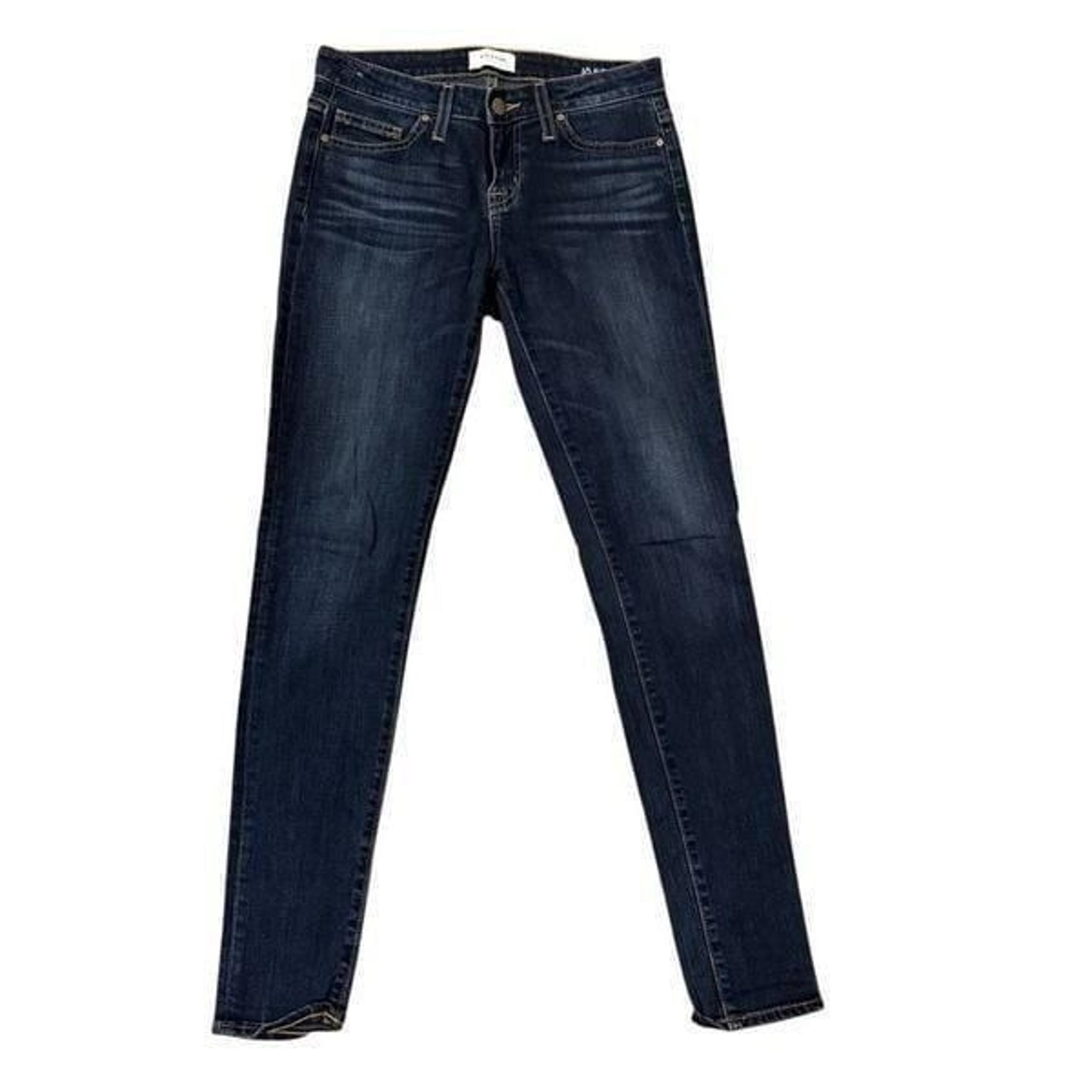 10 Alex Skinny Jeans Dark Wash Pocket w/ Blue Embroidered Stars Size 25 - Big Star