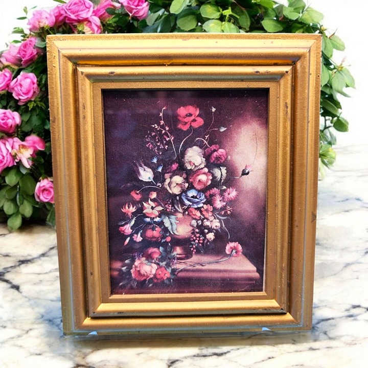 Flemish School of Flowers Italy Framed Miniature Floral Still Life Art Print v1