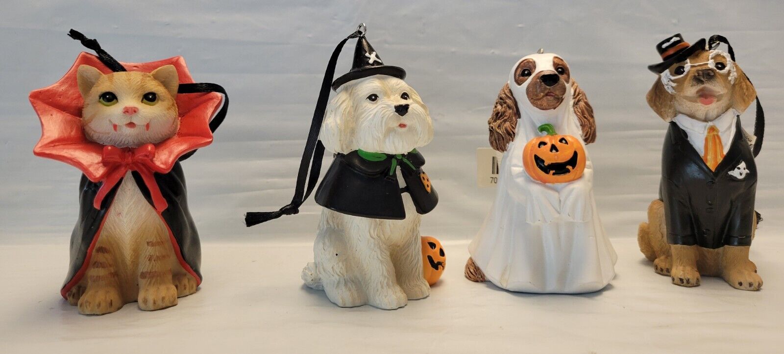 Cracker Barrel Dog & Cat Costume Ornaments Resin Figure Halloween 2024 Lot Of 4