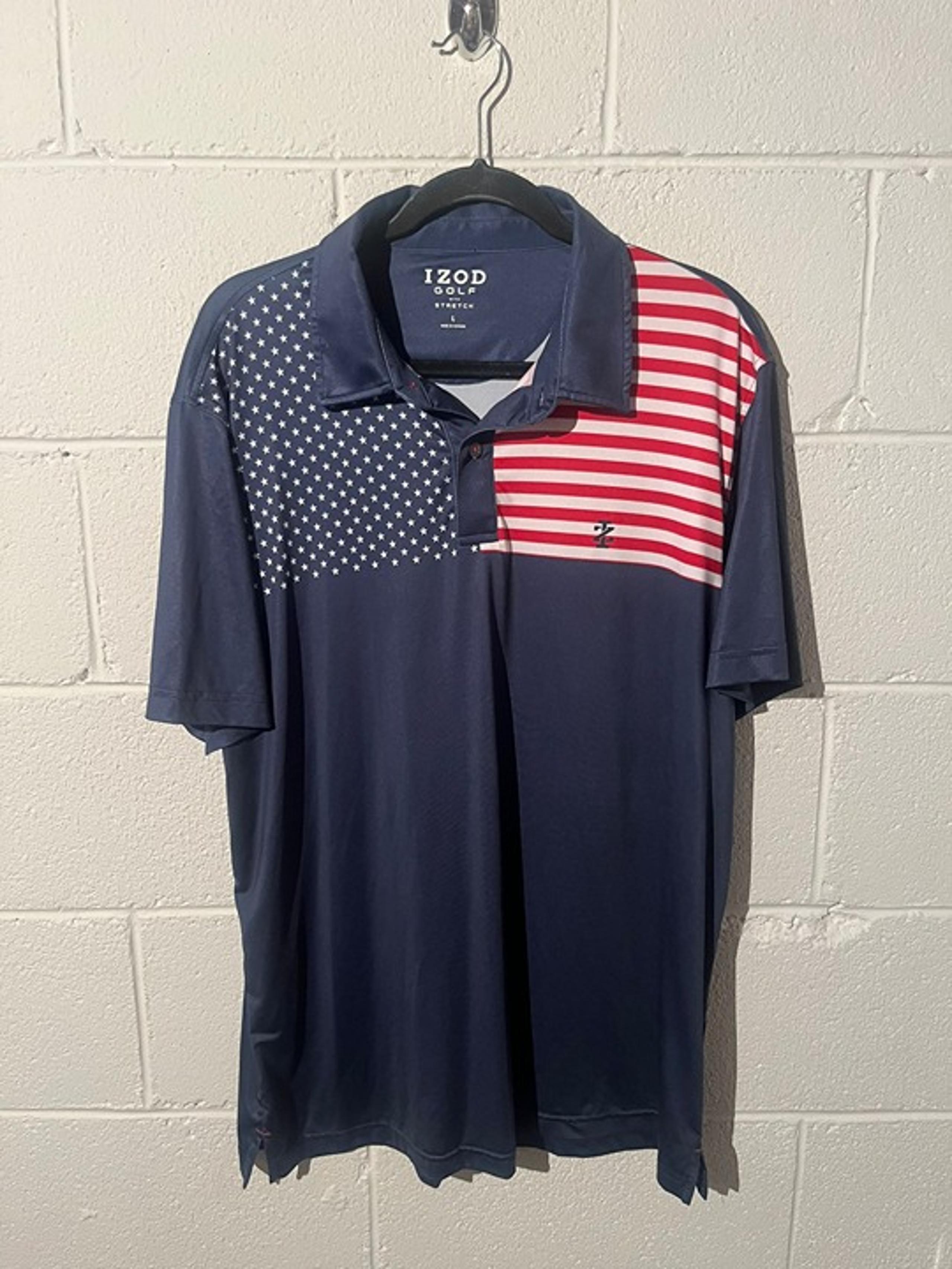 USA Flag Izod Golf Polo american flag men size large