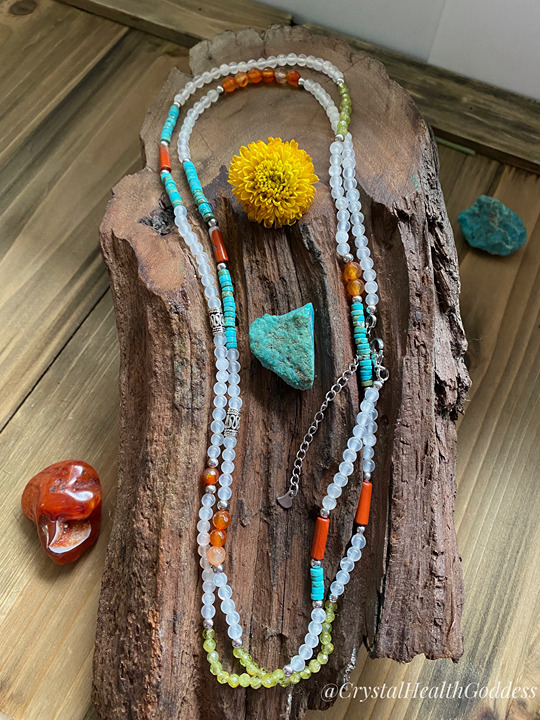 45 Long Selenite Peridot Turquoise Necklace 925 Sterling Silver