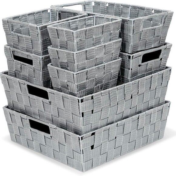 NEW Set - 9 Storage Baskets -Piece Home Organizer Bins
