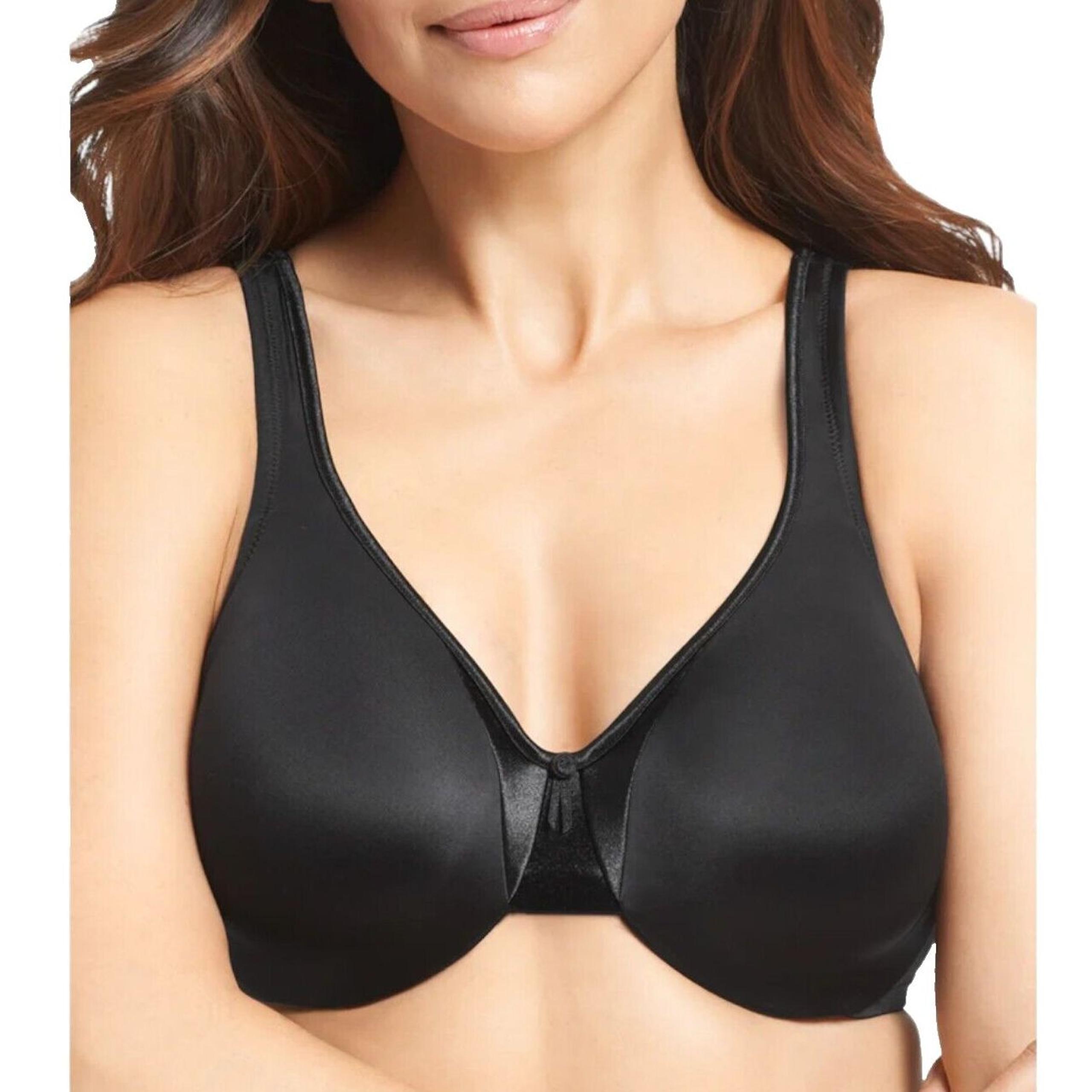 Warners Womens Bra Signature Support 42DD Black Satin Underwire 35002A NWT