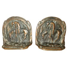 Antique Copper END OF THE TRAIL Bookends 4 x 3 3/4
