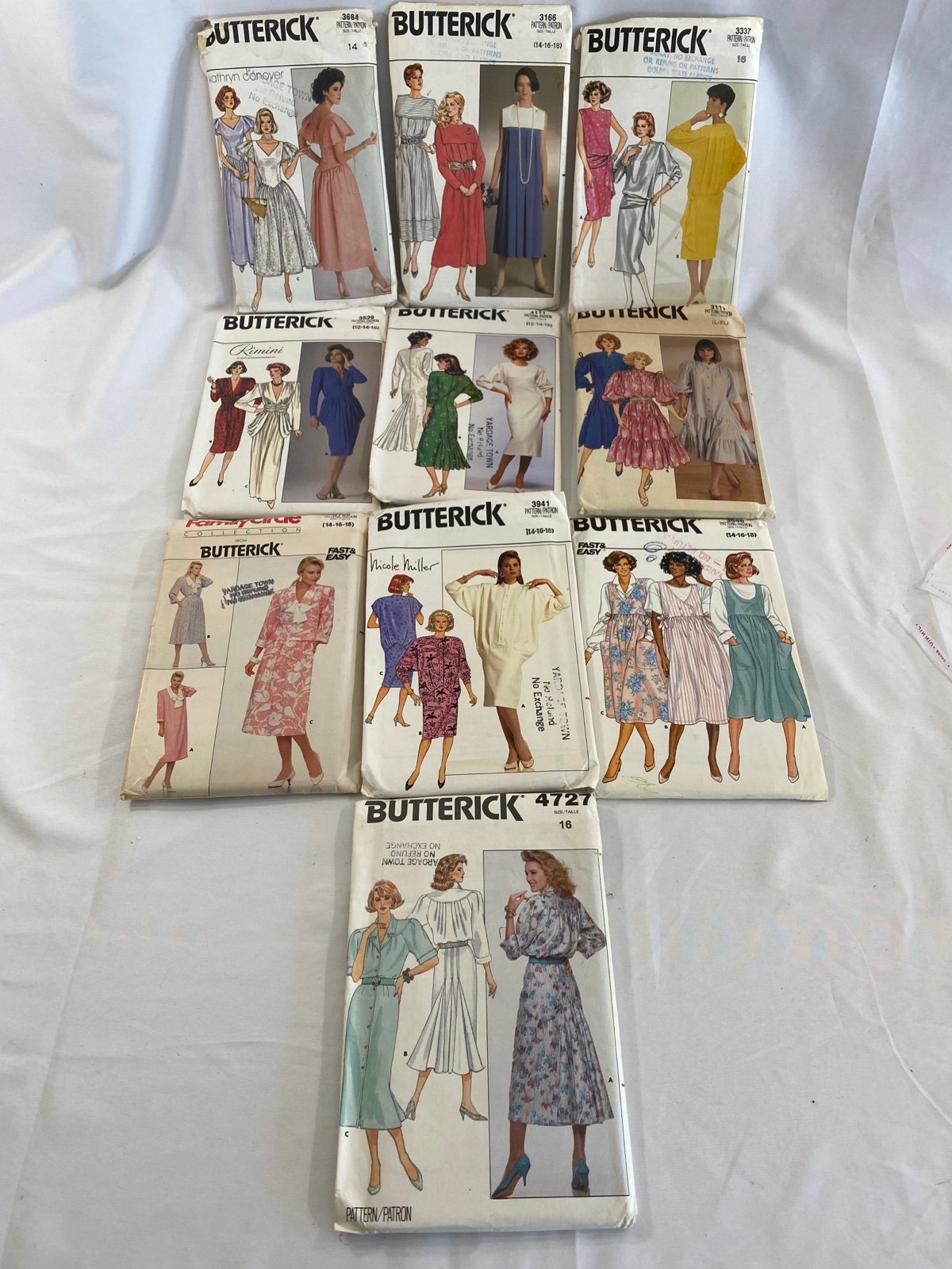 Lot of 10 1980s Butterick Sewing Pattern Top Miss Dress Skirt #44 READ