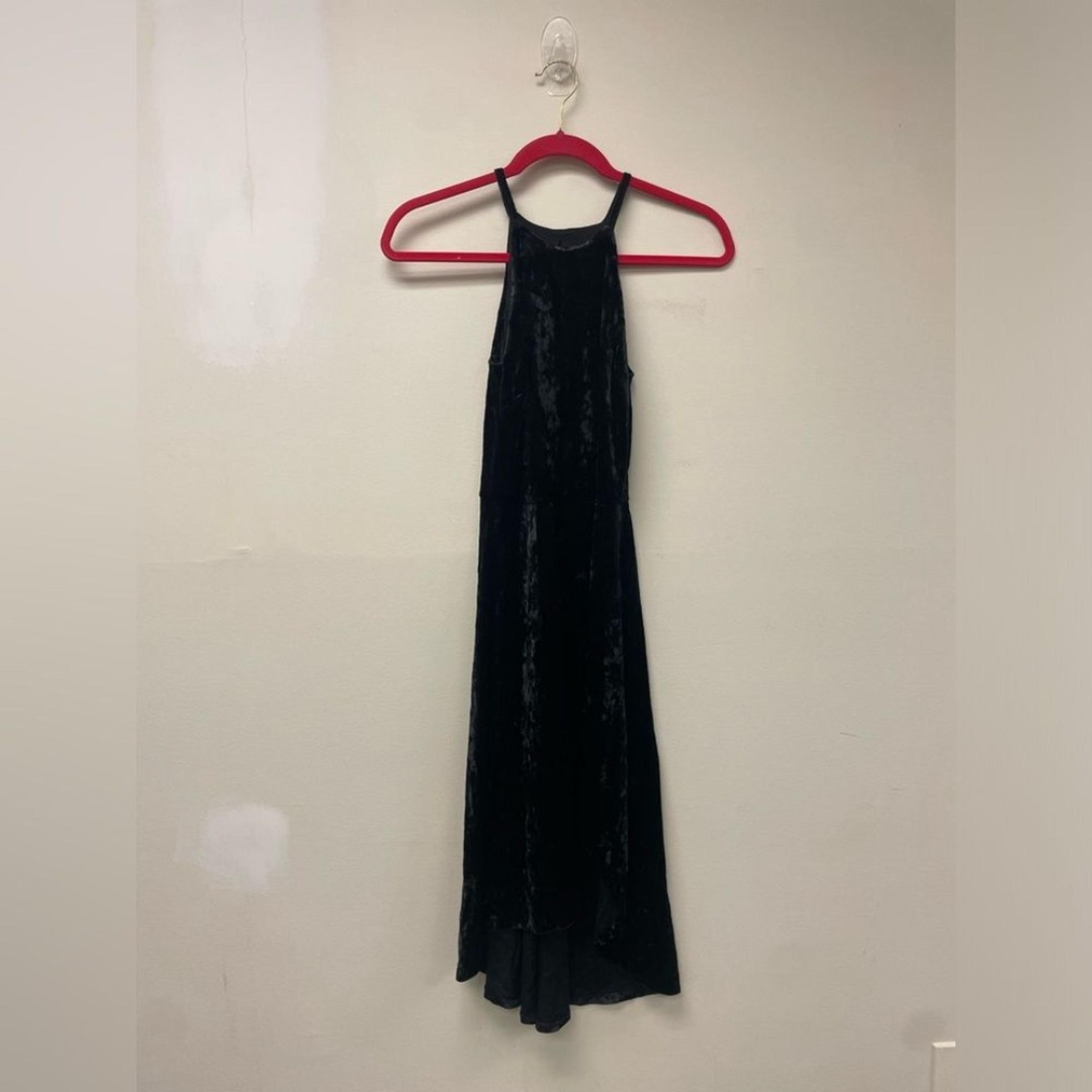 Aqua Womens High Neck Black Velvet High Low Dress Size XS