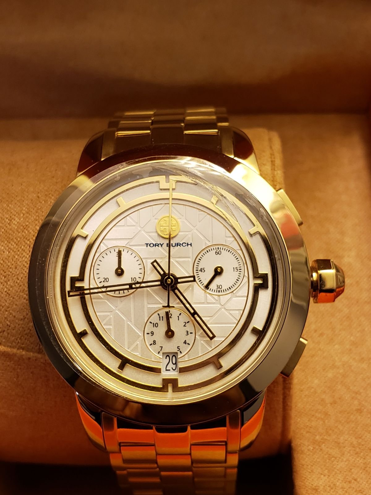 特別価格！ Tory Burch Classic Chronograph Bracelet TBW1032 Ladies' Tory Burch Classic Chronograph Gold-Tone Watch