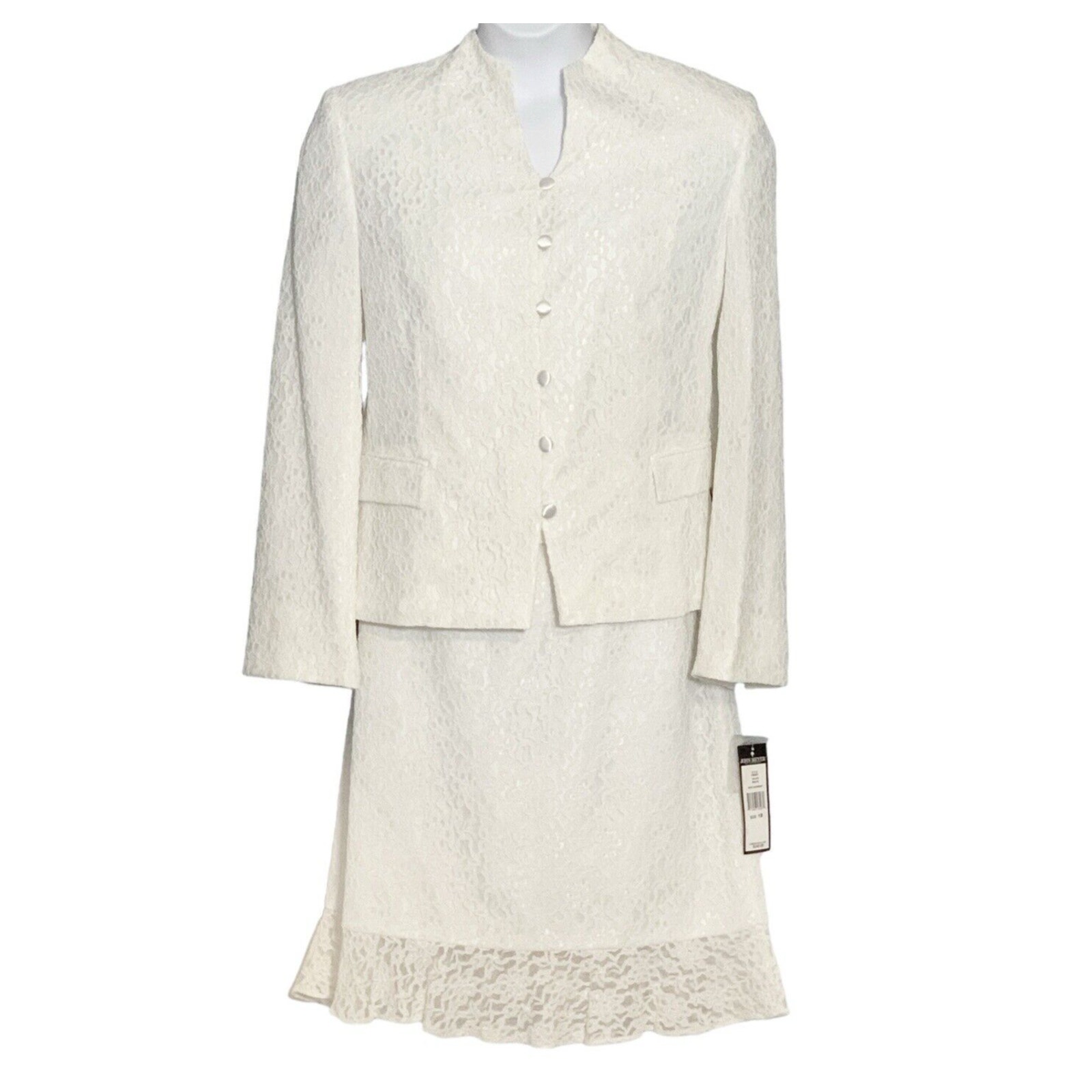 Vintage John Meyer Lace Skirt Suit Plus Sz 18 Ivory Wedding Glam Vow Renewal NWT