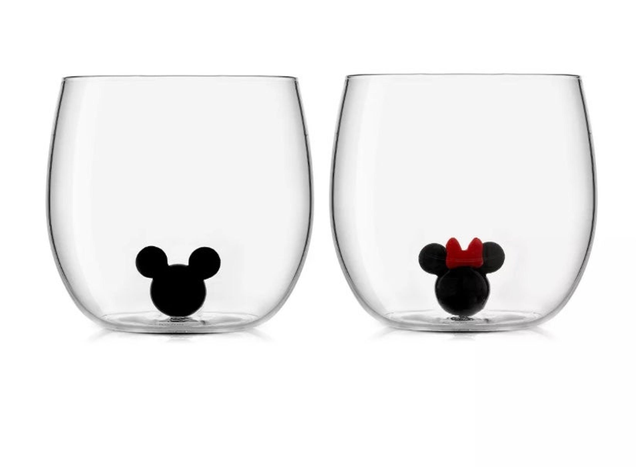 Disney Mickey and Minnie Icon Stemless Wine Glasses