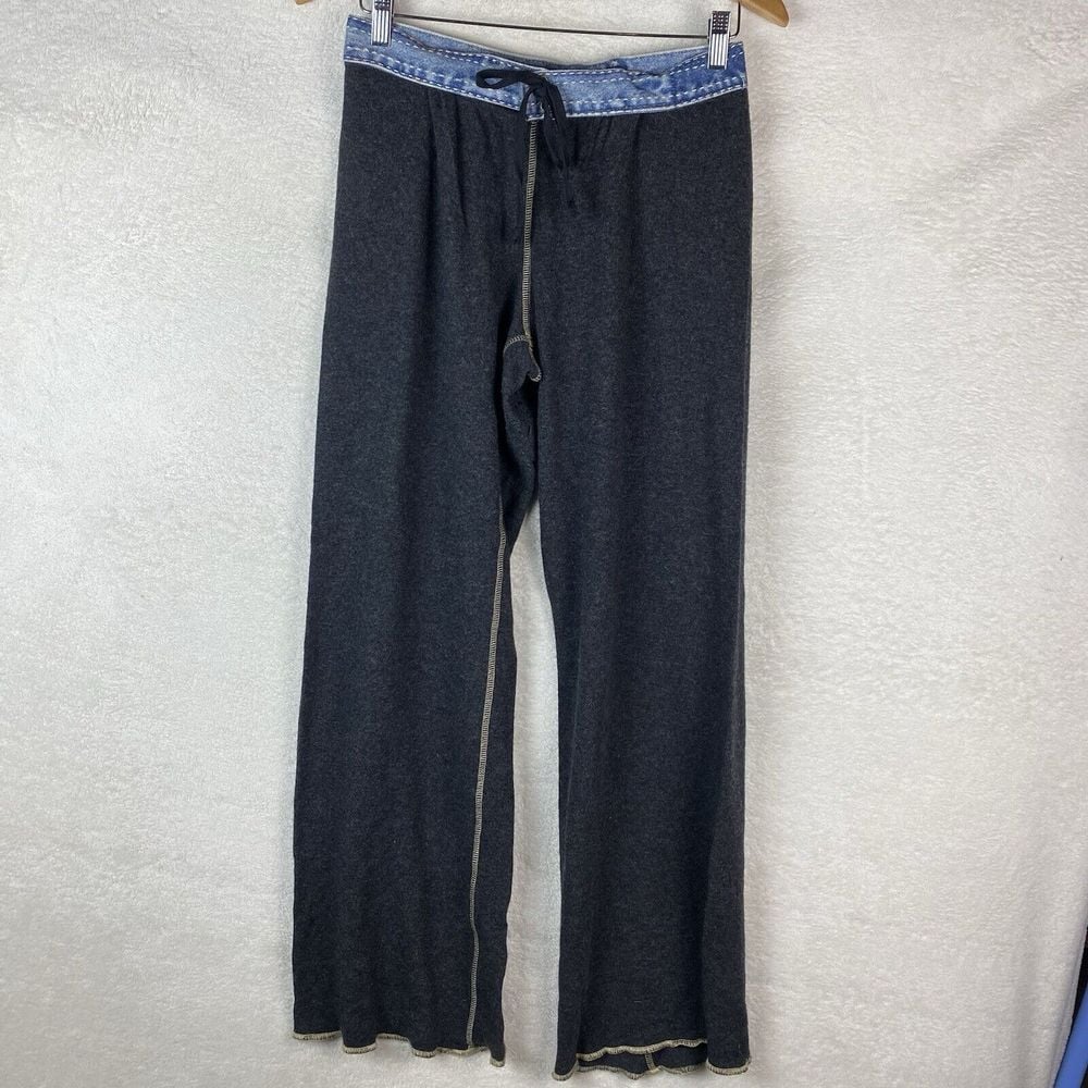 RILEY Vintage Cashmere Pants Denim Trim & Pockets Size Medium Gray Tie