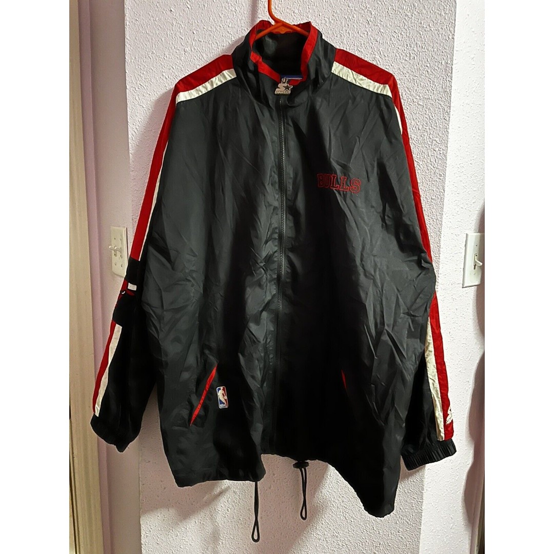 Vintage 90s Chicago Bulls Starter NBA Windbreaker Jacket Adult Size XL Black