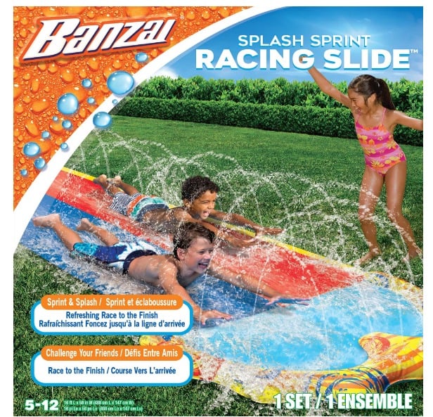 Banzai Splash Sprint Racing Slide - Dual-Lane Outdoor Inflatable Water Slide - 1