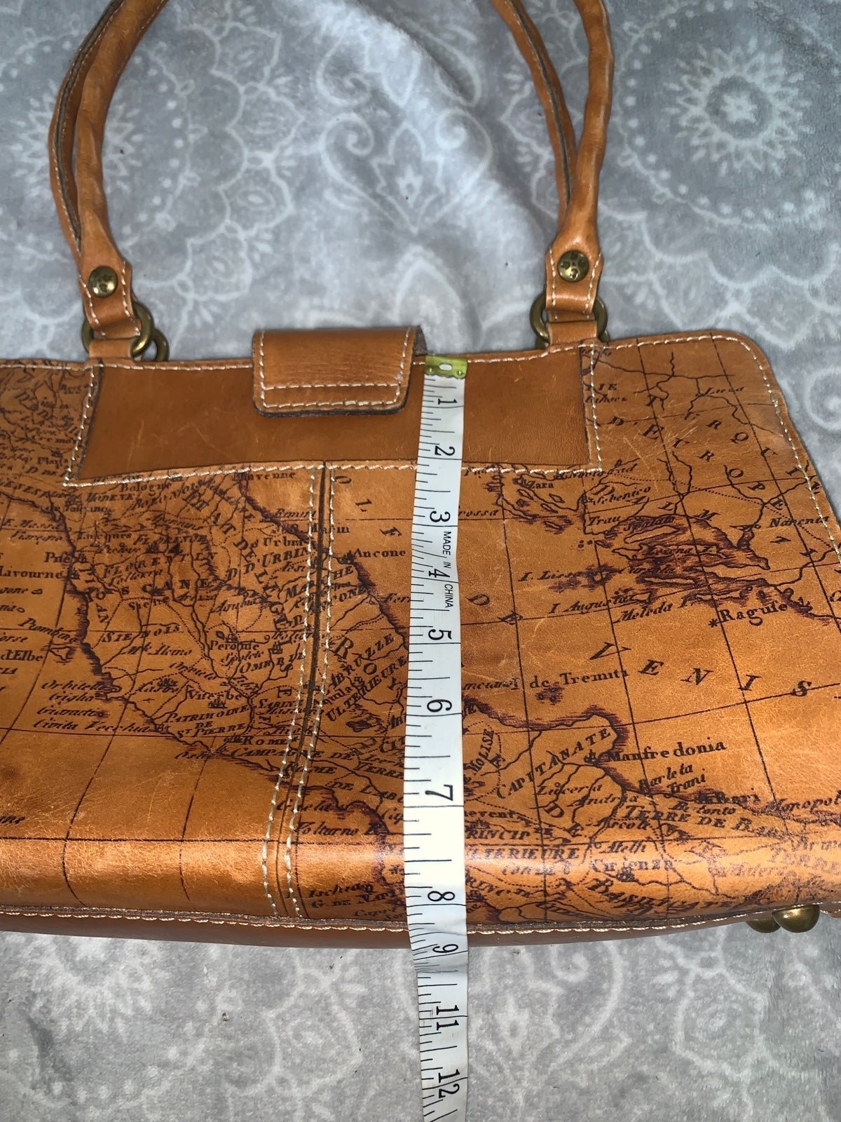 PATRICIA NASH TOP LEATHER BAG shops Italy MAP PRINT