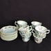 Lot of 12 Adams Calyx Ware Ming Jade Flat Cup Saucer 1974 England Hand Painted