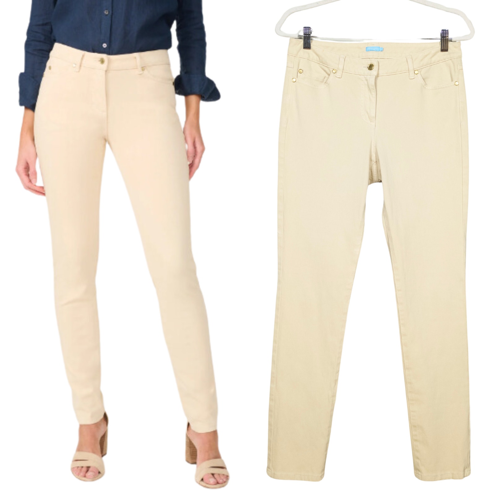 J.MCLAUGHLIN Lexi Jeans in Raw Beige Mid Rise Slim Leg Stretch Women's 8
