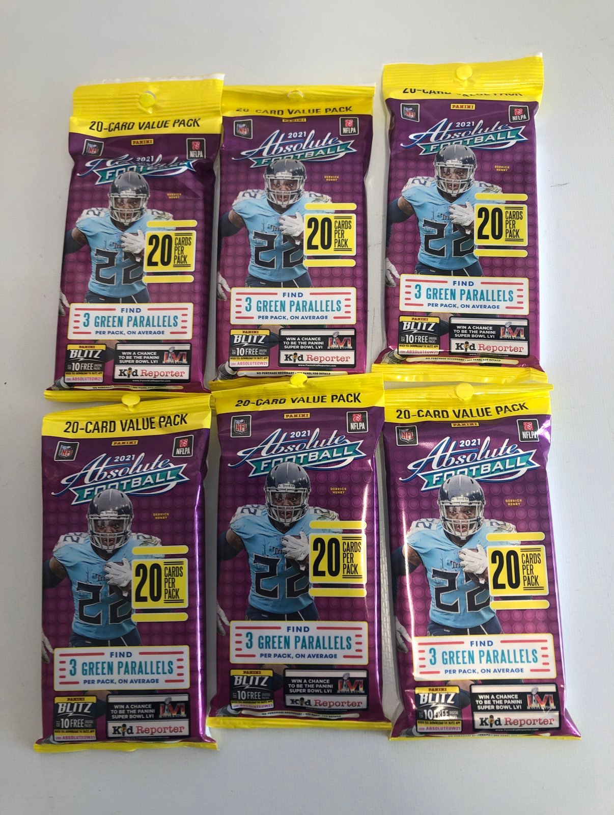 2021 Absolute Football 20 card pack lot of 6 Find Kabooms!