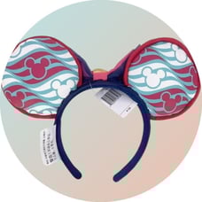 Disney Parks New Tag129 Headband Cruise Line Ears Pink Navy Teal Logo Exclusive