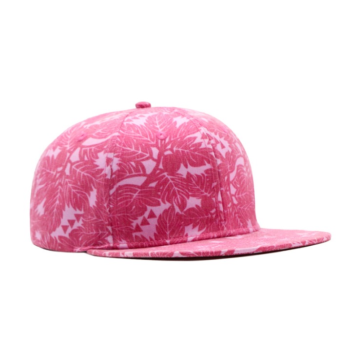 Wholesale Allover Floral Printing Custom Flat Brim Snapback Hat