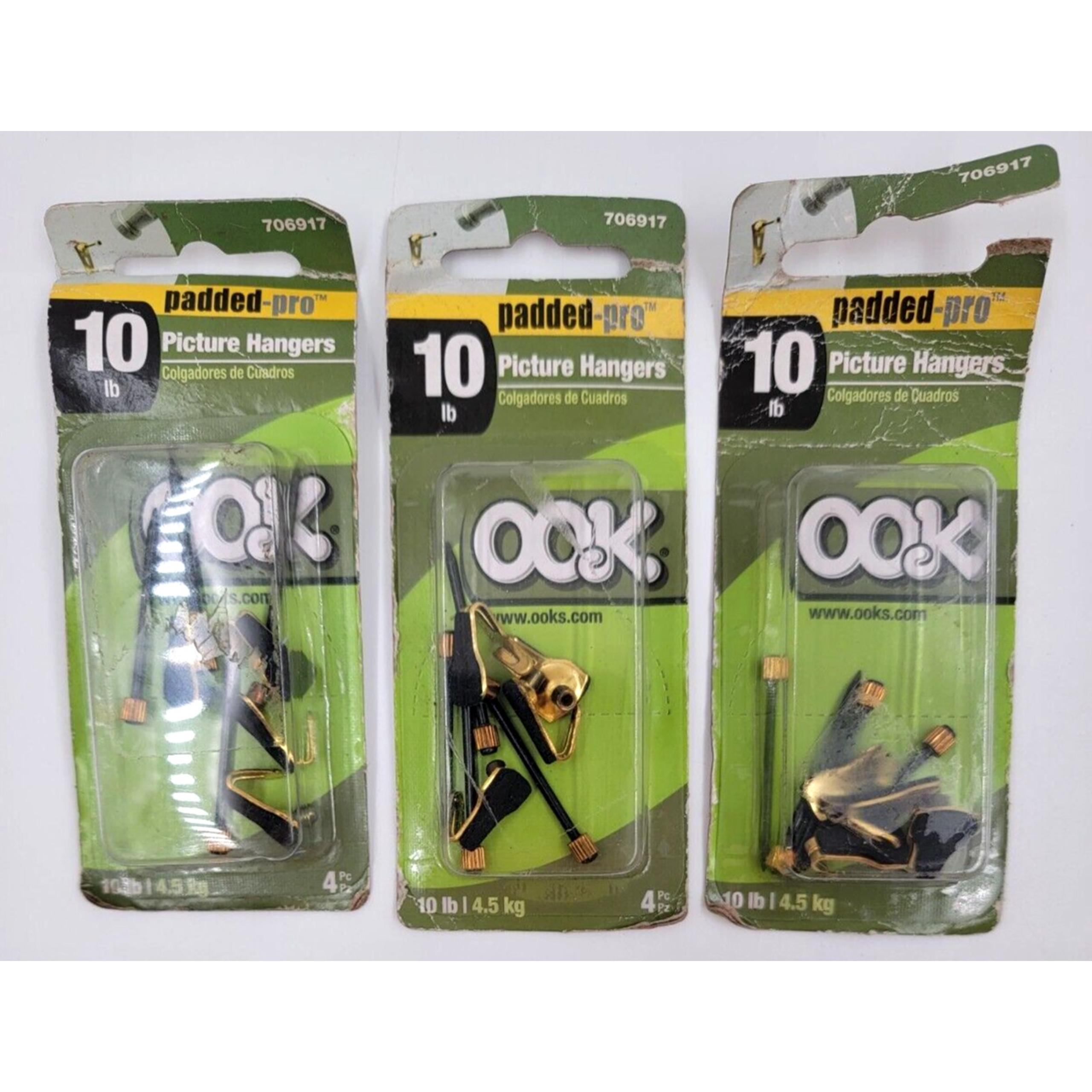 Hillman Padded Professional Studio Picture Hangers Brass 10-lbs 4 Packs Lot of 3