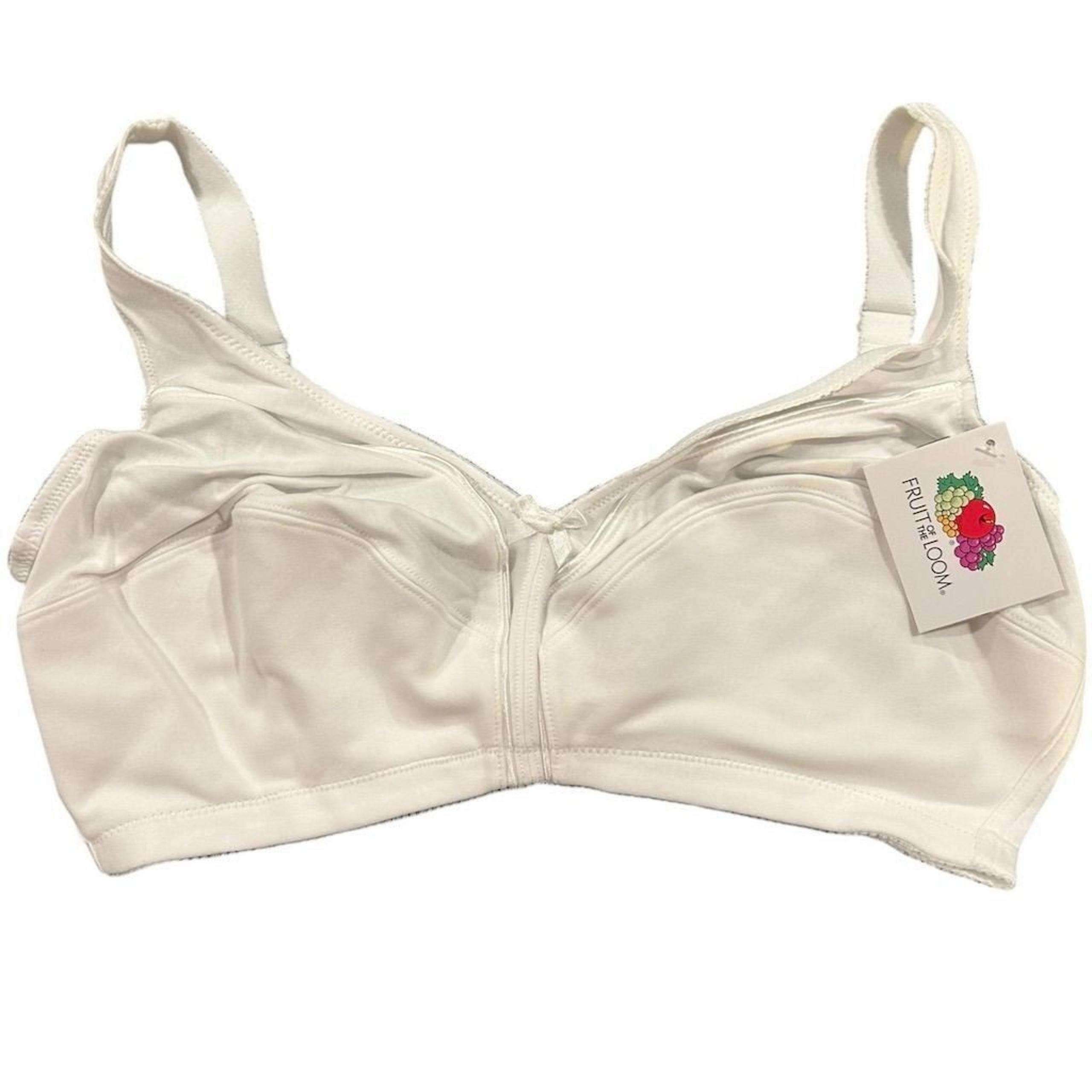 Fruit of the Loom T-Shirt Bra Womens Cup Size 38D White Wire-Free Soft Satin NEW