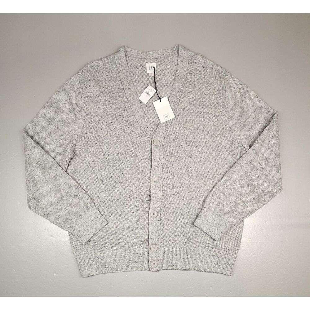 Gap For Good Mens Cardigan Med. Long Sleeve V-Neck Button Front Gray Sweater.