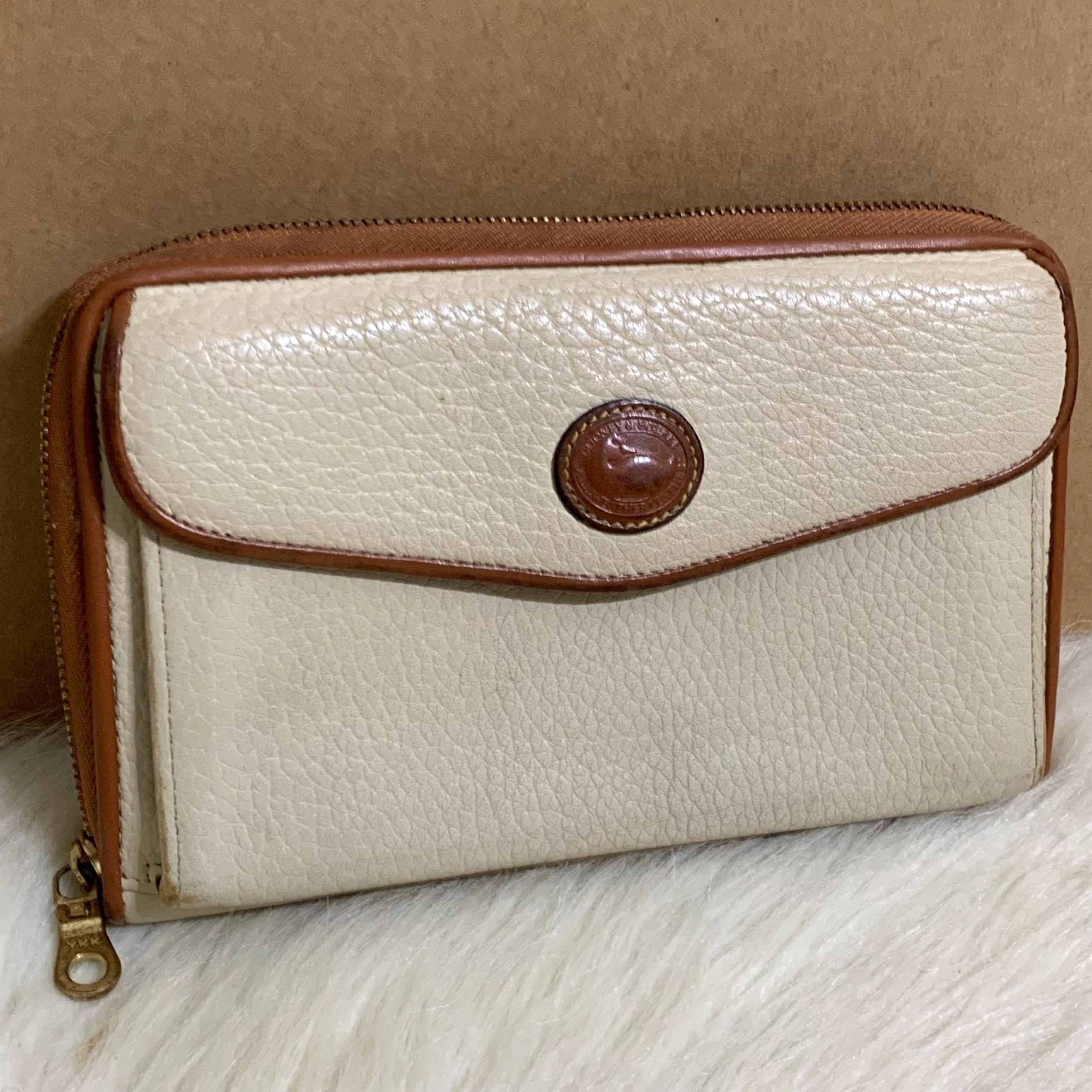 DOONEY & BOURKE Lrg Vintage Bone Leather ZIP ALONG Clutch Wallet XBody Belt W52