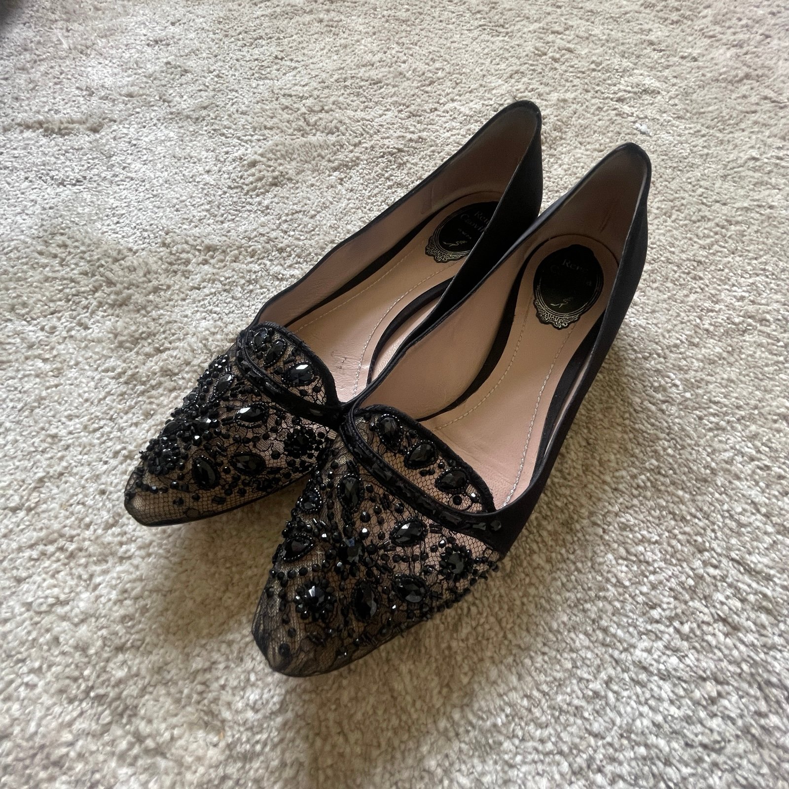 RENE CAOVILLA Glitter ballet flats black size 40