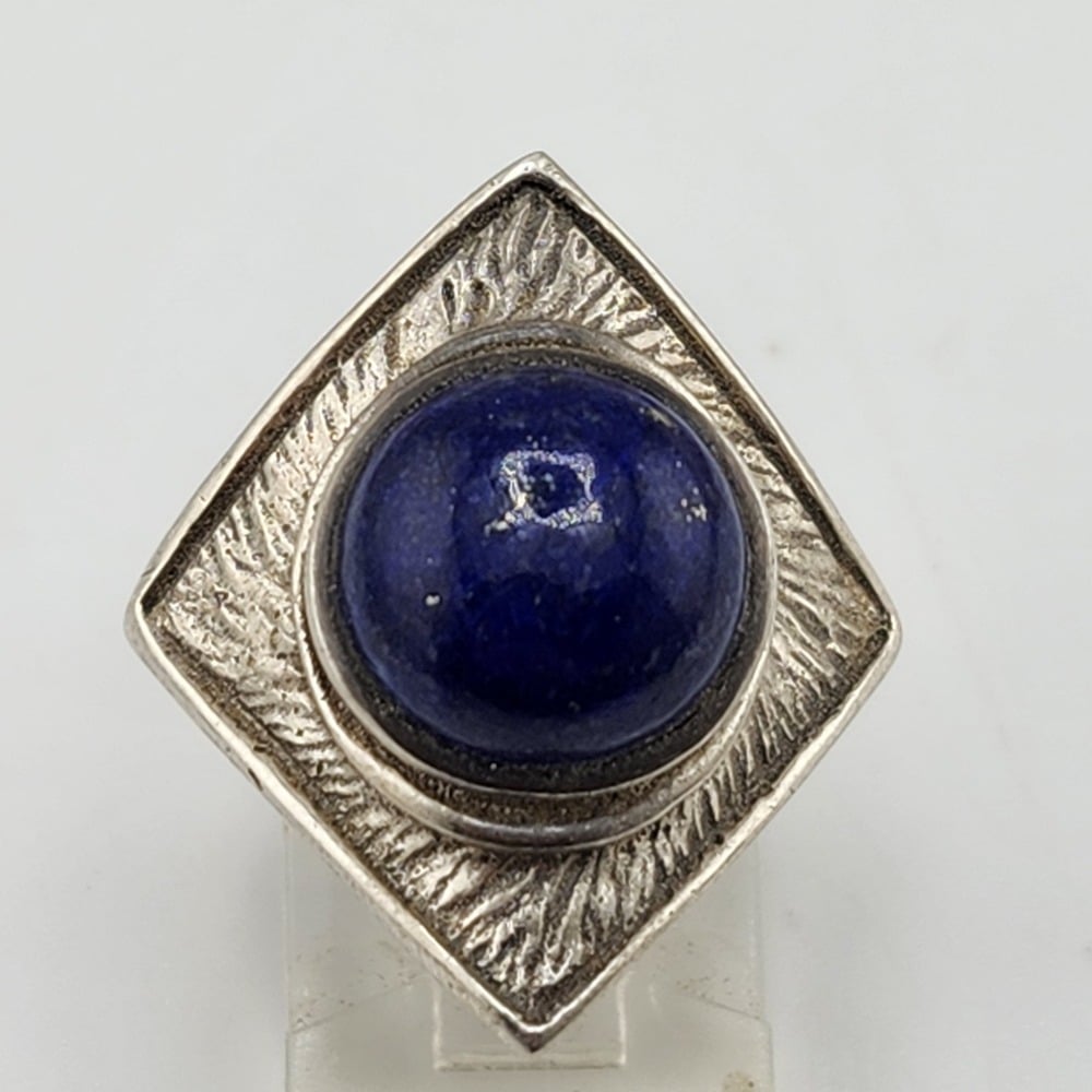Sterling Silver 925 Lapis Lazuli Large Statement Ring Size 8.5