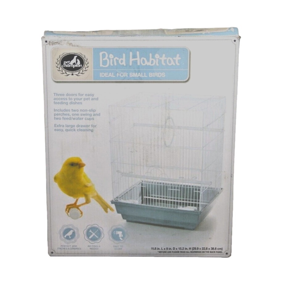15-inch Bird Habitat, Wire Birdcage for Small birds, Two Perches, Easy Clean