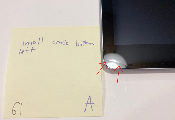 DAMAGED iPad 5th Gen - #61 Cracked glass on bottom left [A GRADE]