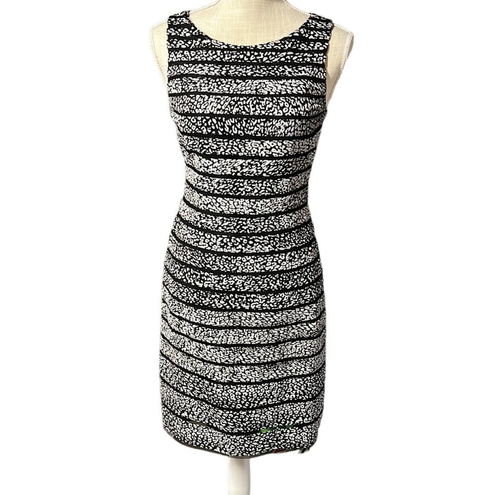 NWT Ann Taylor Sleeveless Midi Dress Black Gray Womens Size 0