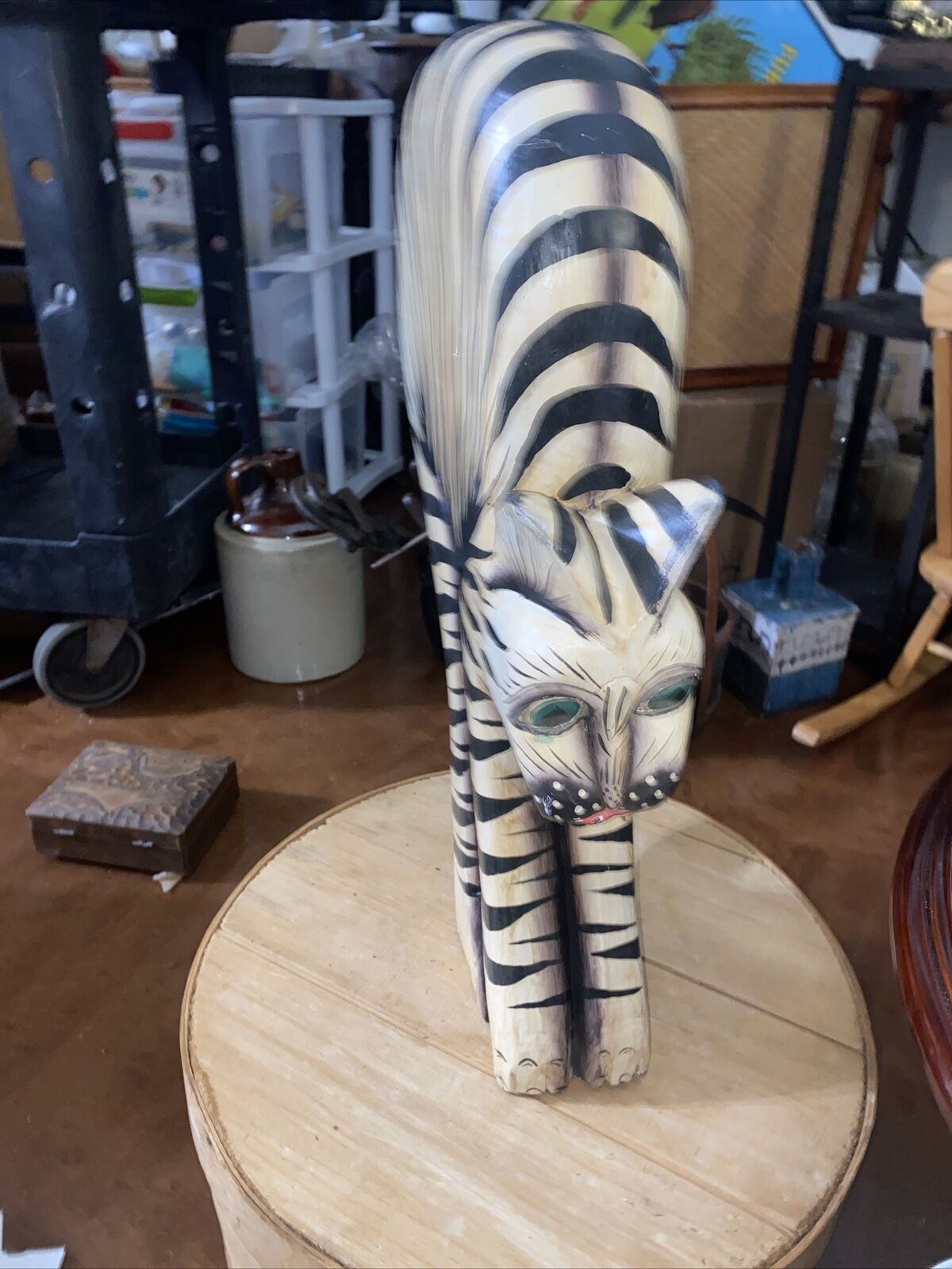 Hand Carved Tiger Hand Carved And Painted In Indonesian