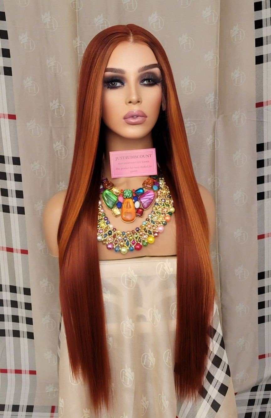 Double orange copper h.d lace front wig