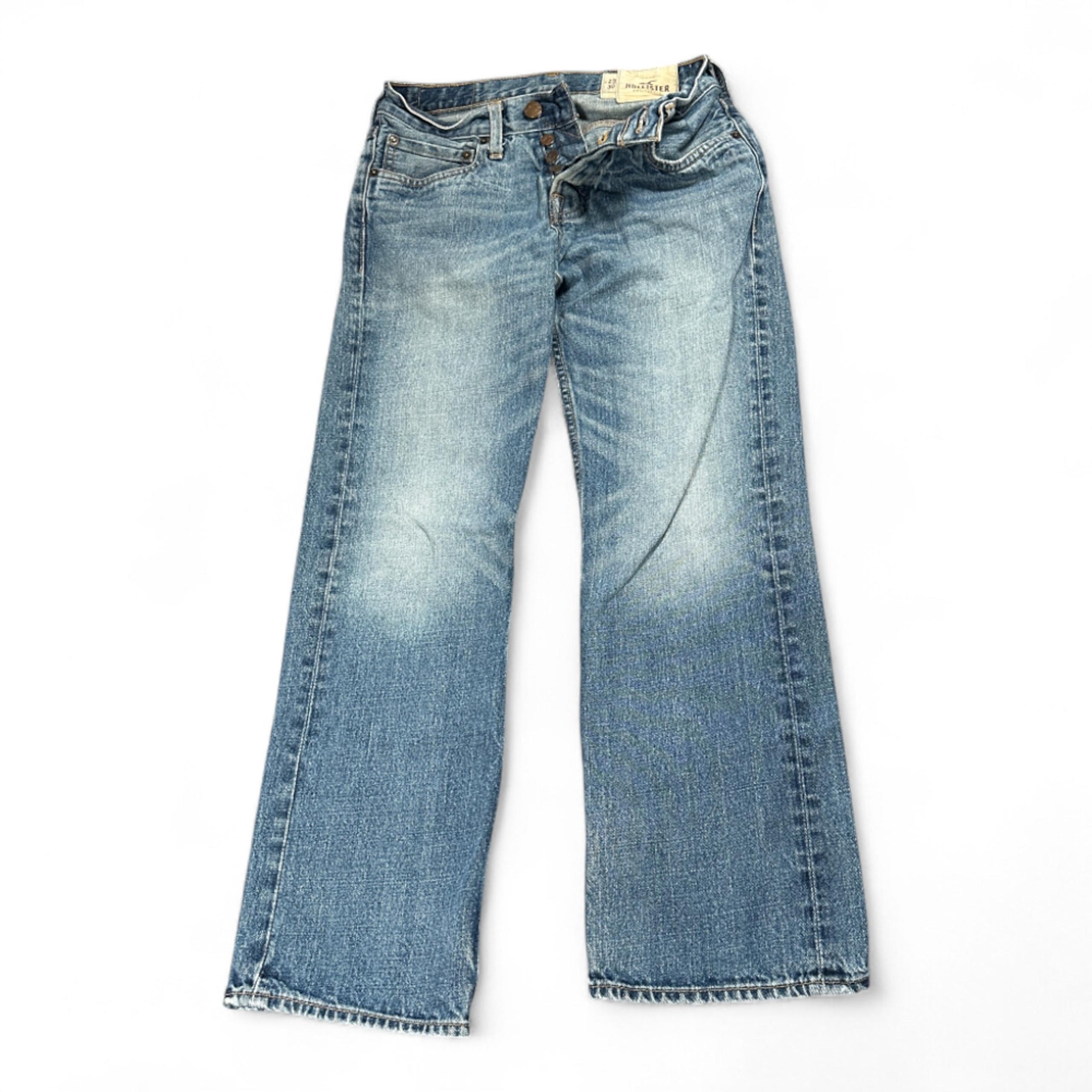 Hollister Jeans Mens 28x30 Blue Hermosa Low Rise Bootcut Button Fly Denim Y2K