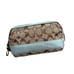 Vintage 2007 Coach Monogram “C” Canvas + Leather Cosmetics Bag Brown / Baby Blue
