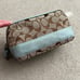 Vintage 2007 Coach Monogram “C” Canvas + Leather Cosmetics Bag Brown / Baby Blue