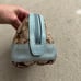 Vintage 2007 Coach Monogram “C” Canvas + Leather Cosmetics Bag Brown / Baby Blue