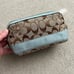 Vintage 2007 Coach Monogram “C” Canvas + Leather Cosmetics Bag Brown / Baby Blue