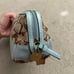 Vintage 2007 Coach Monogram “C” Canvas + Leather Cosmetics Bag Brown / Baby Blue