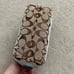 Vintage 2007 Coach Monogram “C” Canvas + Leather Cosmetics Bag Brown / Baby Blue